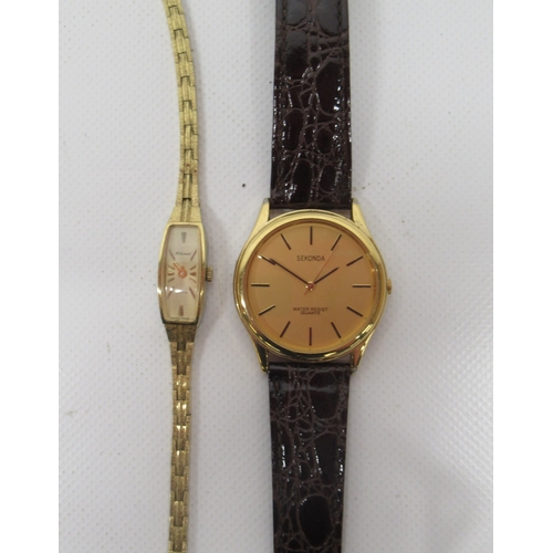 320 - Kalter gold plated wristwatch, signed silver sunburst dial with baton indices and primary 12, subsid... 