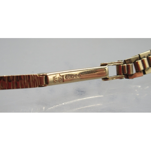 321 - Rotary ladies 9ct gold wristwatch on matching integrated bark bracelet, Birmingham 1972, signed silv... 