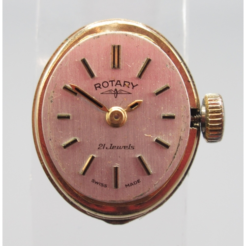 321 - Rotary ladies 9ct gold wristwatch on matching integrated bark bracelet, Birmingham 1972, signed silv... 