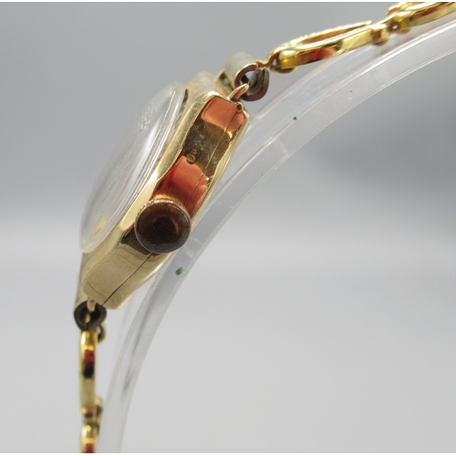323 - Mappin ladies 9ct gold wristwatch on later gold plated fancy link bracelet, signed silver Arabic dia... 