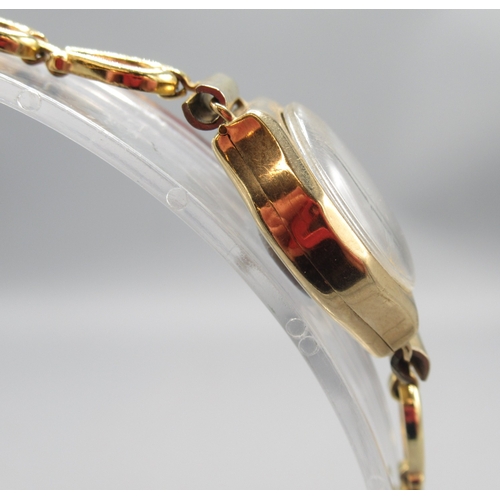 323 - Mappin ladies 9ct gold wristwatch on later gold plated fancy link bracelet, signed silver Arabic dia... 