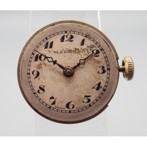 323 - Mappin ladies 9ct gold wristwatch on later gold plated fancy link bracelet, signed silver Arabic dia... 