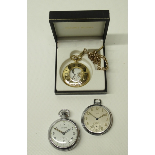 612 - Oris chrome keyless pocket watch, signed silver brushed Arabic dial with subsidiary seconds, signed ... 