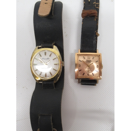 613 - Citizen gold plated quartz tank wristwatch with date, signed silver dial with baton indices, engrave... 