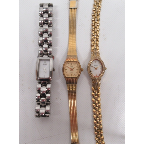 613 - Citizen gold plated quartz tank wristwatch with date, signed silver dial with baton indices, engrave... 