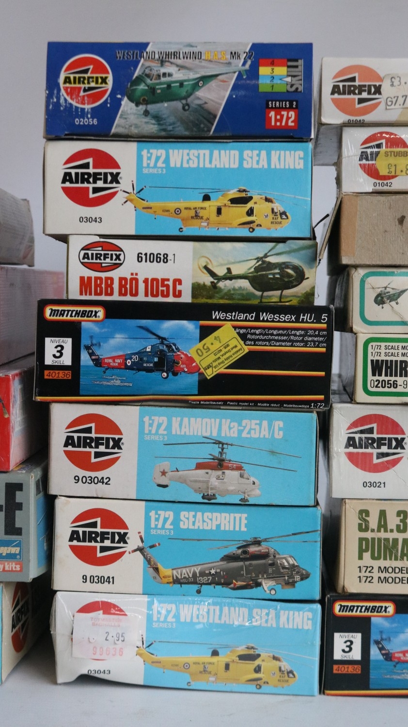 Mixed collection of thirty two 1/72 scale plastic helicopter model kits ...