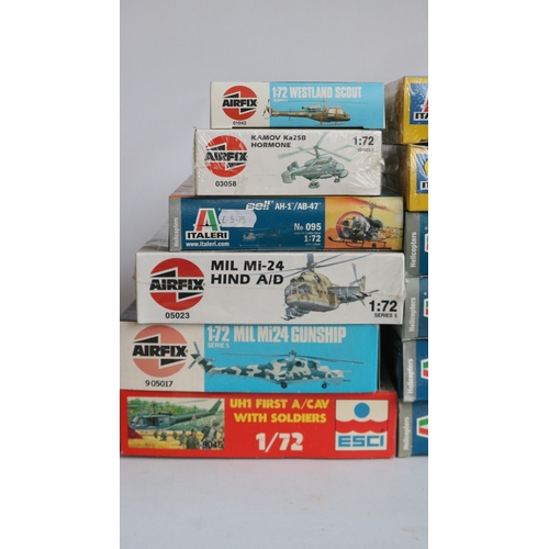 Mixed collection of thirty two 1/72 scale plastic helicopter model kits ...