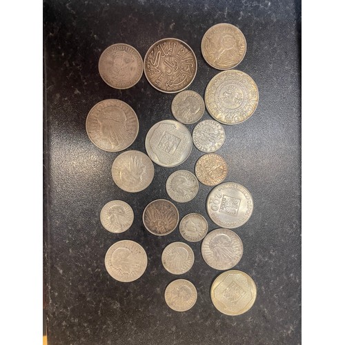 Large collection of International coins, banknotes and stamps to inc ...