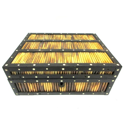 716 - Early 20th Century Anglo-Indian highly-decorative porcupine quill cigar or spice box, of rectangular... 