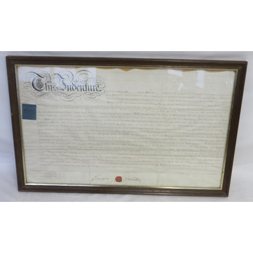 636 - Framed 7th March 1824 Indenture - Lease (for 12 Months) between Enoch Wood of Burslem and Thomas Ste... 