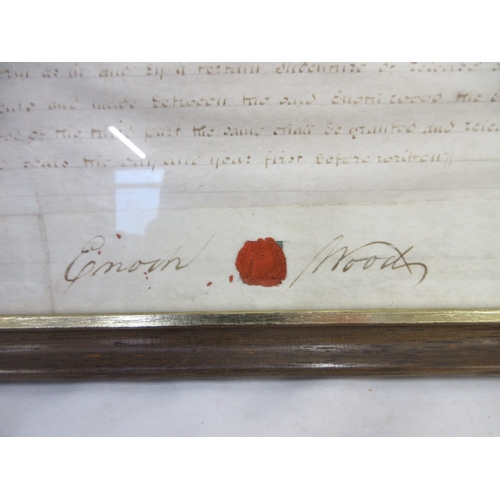636 - Framed 7th March 1824 Indenture - Lease (for 12 Months) between Enoch Wood of Burslem and Thomas Ste... 