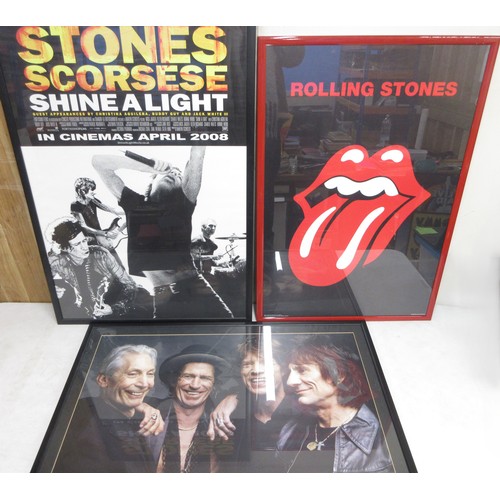 814 - The Rolling Stones- Large framed Rolling Stones Tongue & Lips logo L96cm x W66cm, 'Stones Scorsese S... 