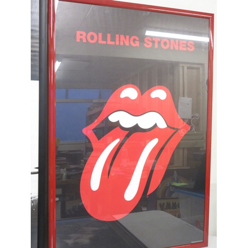 814 - The Rolling Stones- Large framed Rolling Stones Tongue & Lips logo L96cm x W66cm, 'Stones Scorsese S... 