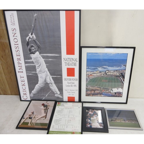 816 - Collection of mostly cricket related posters to incl. signed Ian Botham National Theatre 'Cricket Im... 