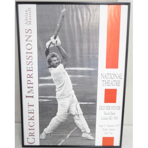 816 - Collection of mostly cricket related posters to incl. signed Ian Botham National Theatre 'Cricket Im... 