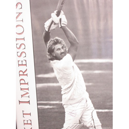 816 - Collection of mostly cricket related posters to incl. signed Ian Botham National Theatre 'Cricket Im... 