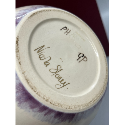 753 - Nicola Slaney for Cobridge Pottery - stoneware ginger jar and cover decorated with plum branches, H2... 