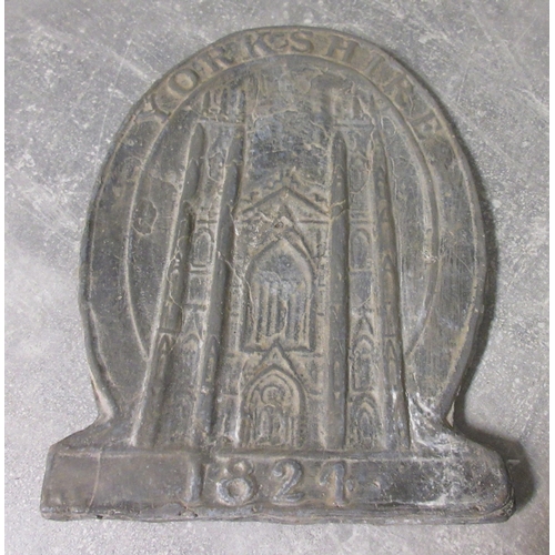 813 - Two copies of lead  insurance marks, Yorkshire 1824, H23cm, Leeds Yorkshire H18cm

Bradley's shippin... 