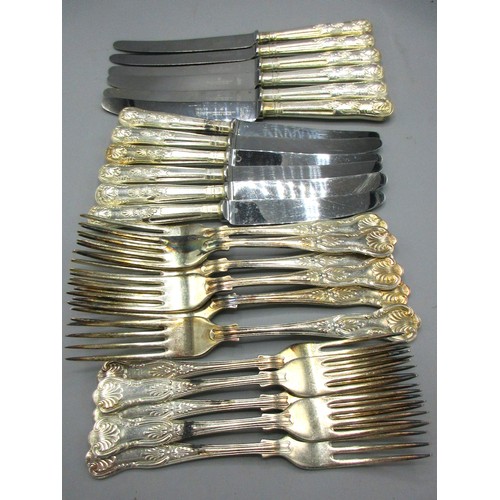 633 - Collection of William Page Pageant 'Kings' pattern tab-handled flatware featuring Regency-inspired s... 