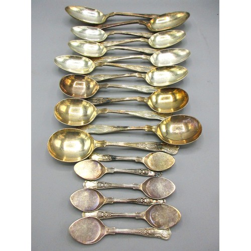 633 - Collection of William Page Pageant 'Kings' pattern tab-handled flatware featuring Regency-inspired s... 
