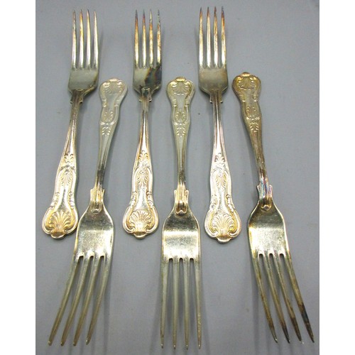 633 - Collection of William Page Pageant 'Kings' pattern tab-handled flatware featuring Regency-inspired s... 