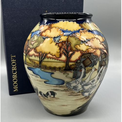 467 - Moorcroft Pottery farm scene patterned vase, signed and dated 2007, limited edition 43/100, with box... 