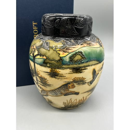 469 - Moorcroft Pottery 'Cheetah' pattern ginger jar and cover, designed by Anji Davenport, limited editio... 