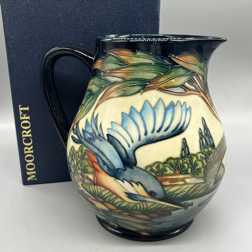 472 - Moorcroft Pottery 'Kingfisher' jug, designed by Philip Gibson, limited edition 155/250, with box, H2... 