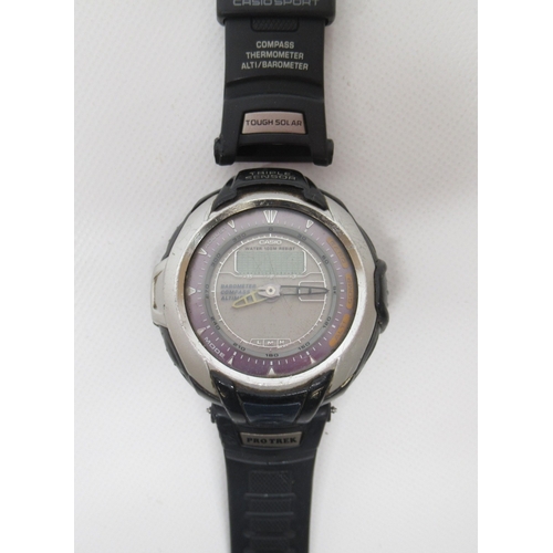 241 - Casio Sport Tough Solar Protrek quartz multifunction wristwatch, signed LCD dial, screw down case ba... 