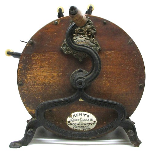 832 - Victorian Kent of London, patentee & manufacturer, hand-cranked knife sharpener and cleaner, in rota... 