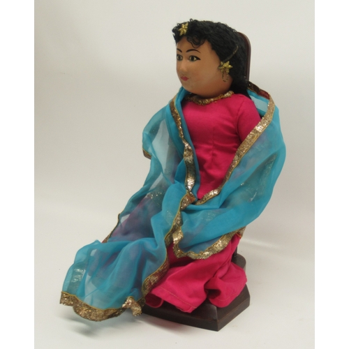 169 - 20th Century Indo-Persian doll, H30cm in original box and Indo-Persian papier Mache lidded dressing ... 