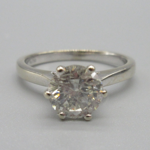 13 - 18ct white gold diamond solitaire ring, round brilliant cut diamond approximately 1.4carat, stamped ... 