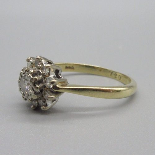2 - 18ct yellow gold diamond flower ring, stamped 18, size N, 3.0g, in presentation box

Bradley's shipp... 