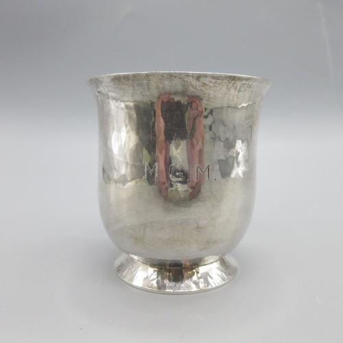 20 - 20th century silver christening mug with hammered finish by by Langstone Silver Works, Birmingham 19... 