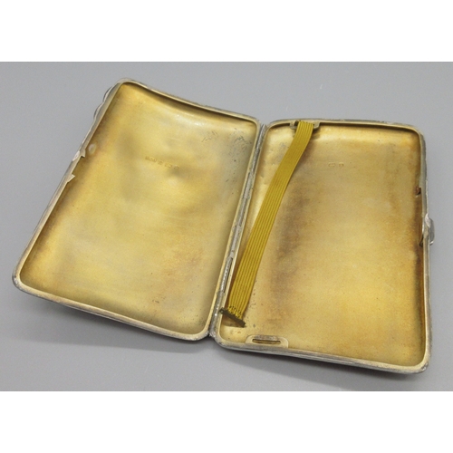 49 - Late Victorian silver cigarette case, undecorated concave body with gilt interior by Horton & Allday... 