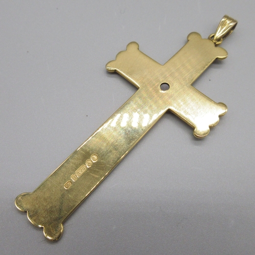 5 - Large 9ct yellow gold cross pendant set with garnet, stamped 375, L8.8cm X W3.8cm, 17.2g

Bradley's ... 