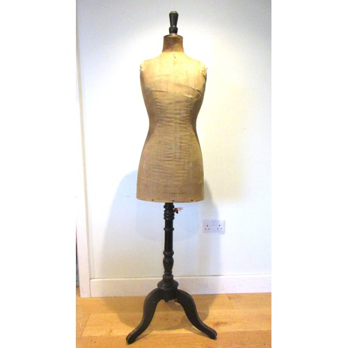 839 - Selfridges of London stencil-marked, early 20th Century tailor's dummy mannequin featuring original ... 