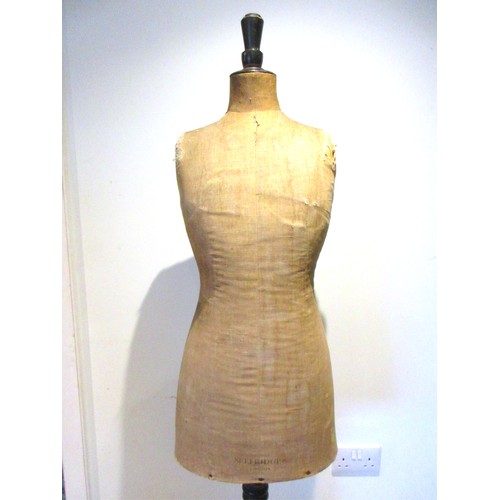 839 - Selfridges of London stencil-marked, early 20th Century tailor's dummy mannequin featuring original ... 
