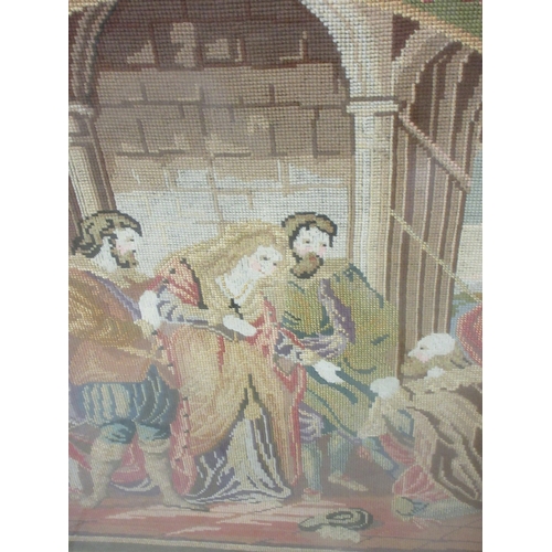 202 - Victorian coloured woolwork study 'Mary Queen of Scots' in period giltwood and gesso frame, 100cm x ... 