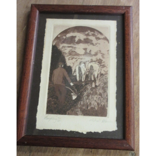 437 - Michael Atkin (British Contemporary); 'Le. Chien, The Stag, The Fisherman & Ploughing' five monochro... 