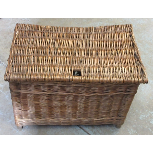 445 - Large vintage rectangular fishing basket, with hinged top and carry strap, W57cm D39cm H43cm

Bradle... 