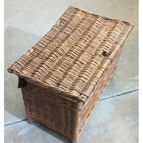 445 - Large vintage rectangular fishing basket, with hinged top and carry strap, W57cm D39cm H43cm

Bradle... 