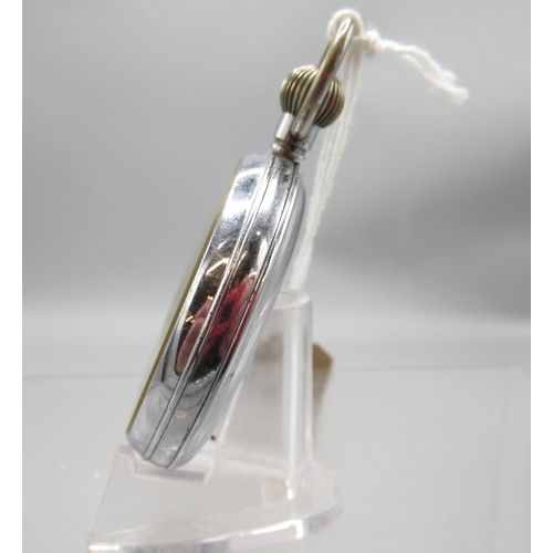 230 - Helvetia, WWII British Military Issue G.S.T.P. chrome keyless pocket watch, signed white Arabic dial... 