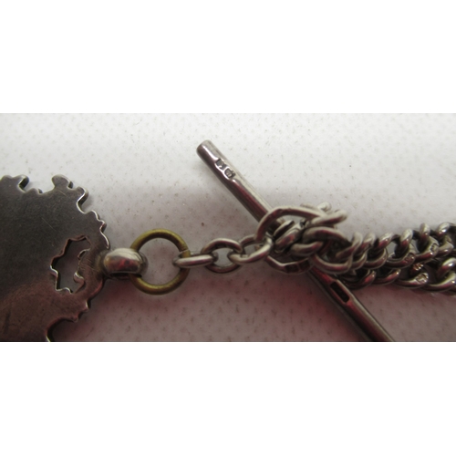 222 - Swiss ladies silver trench type wristwatch on cord strap, white enamel Roman dial with red 'XII', hi... 