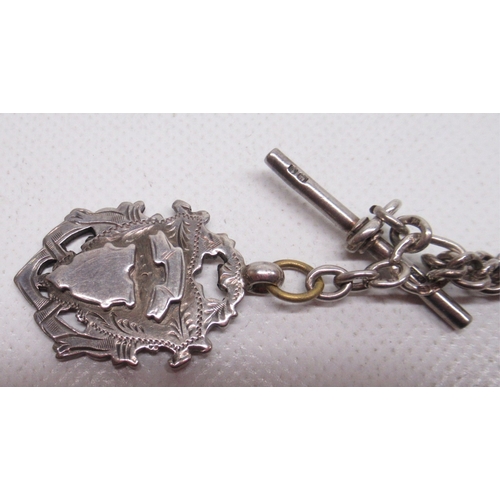 222 - Swiss ladies silver trench type wristwatch on cord strap, white enamel Roman dial with red 'XII', hi... 