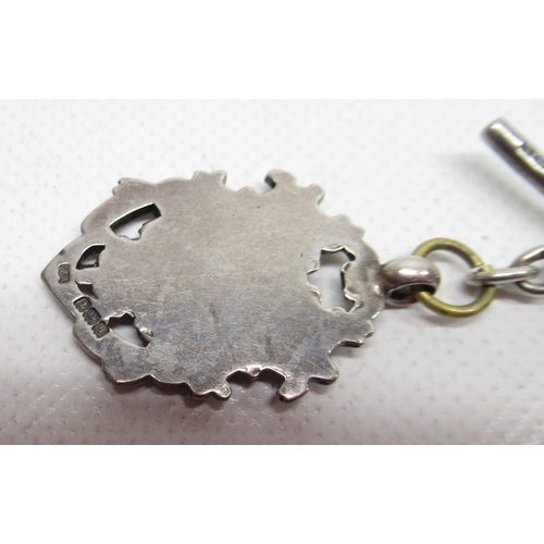 222 - Swiss ladies silver trench type wristwatch on cord strap, white enamel Roman dial with red 'XII', hi... 