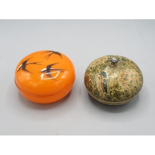 169 - 20th Century Indo-Persian doll, H30cm in original box and Indo-Persian papier Mache lidded dressing ... 