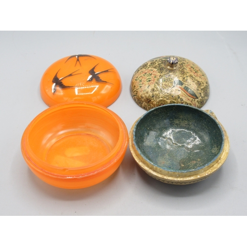 169 - 20th Century Indo-Persian doll, H30cm in original box and Indo-Persian papier Mache lidded dressing ... 