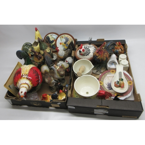 801 - Collection of chicken ceramics and collectables, incl. R Roosters by Gallo egg warmer; three Rocking... 