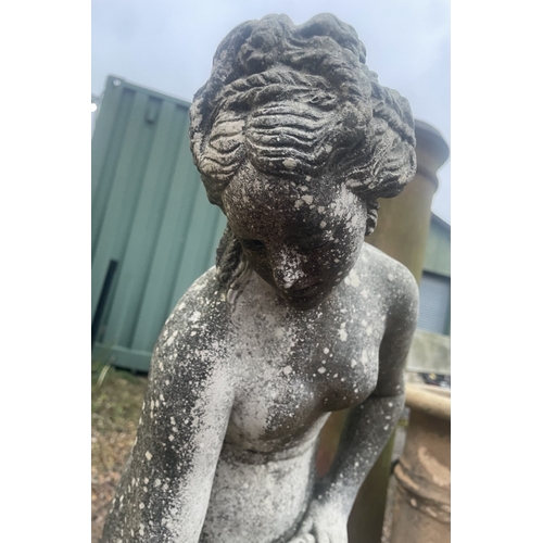899 - Weathered marble model of 'The Bather Surprised', on square base. H90cm

Bradley's shipping POA http... 